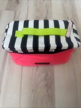 Victoria's Secret Neon Pink/ lime & Black-White Stripe lingerie Pouch